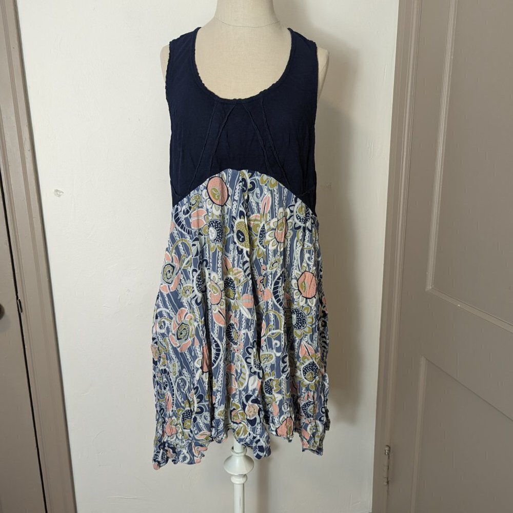 Anthropologie Lilka Sundress Navy Blue Botanical Print Sleeveless Tank Dress - Picture 8 of 8